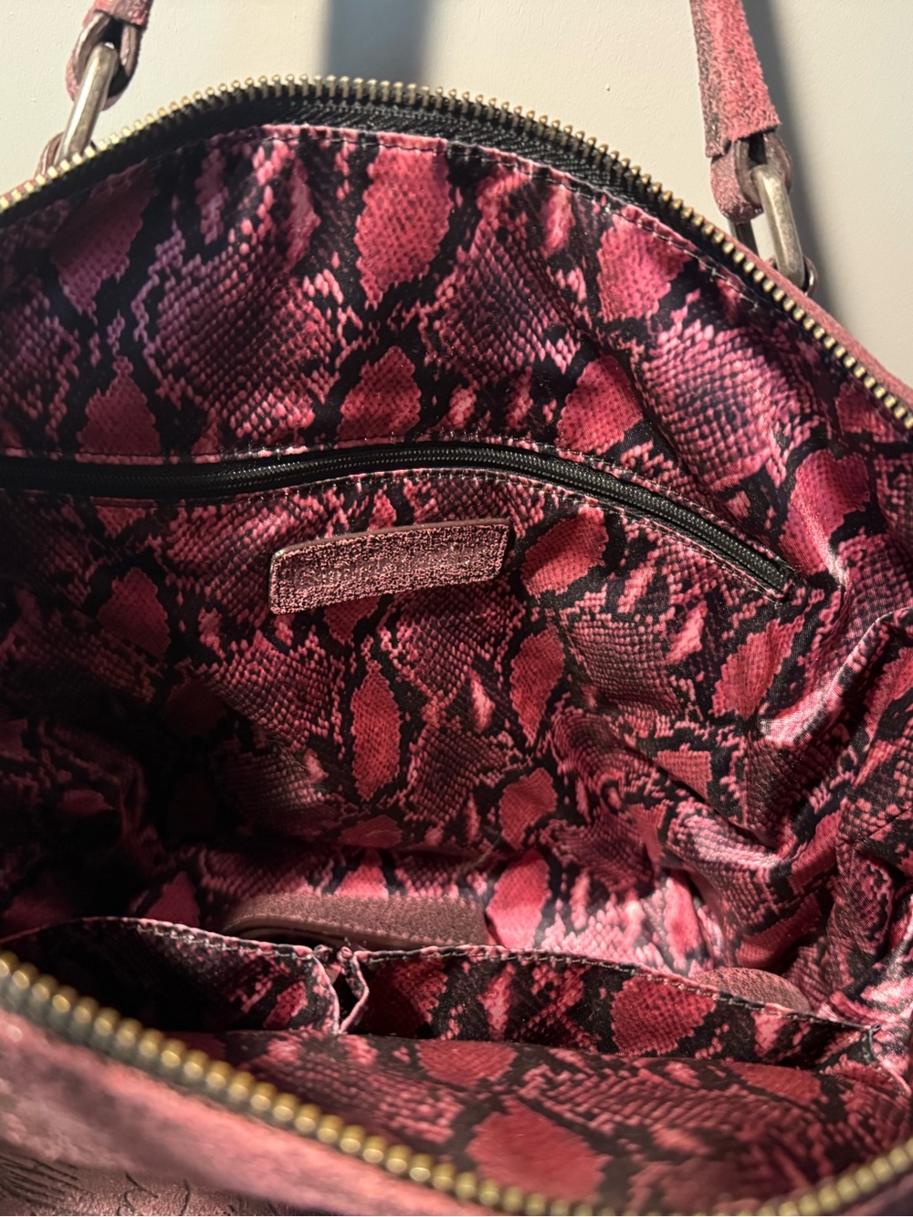Harley Davidson Studded Embossed Wing-Accent Satchel in Dusty Plum with matching - Picture 2 of 8